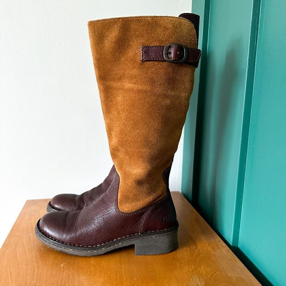 Born Women’s Beret Two Tone Leather Below the Knee Riding Boot